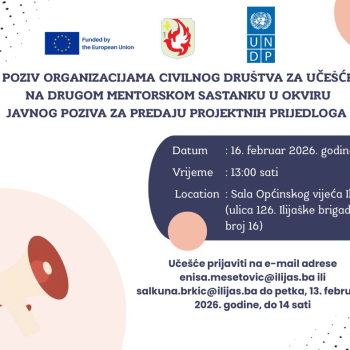 Poziv organizacijama civilnog društva za učešće na drugom mentorskom sastanku u okviru javnog poziva za predaju projektnih prijedloga